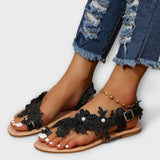Boho - Comfortable Sandals with Flowers & Ankle Strap
