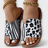 Stylish Two-Tone Slides with Leopard Print