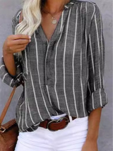 Lena – Striped Button Up Blouse