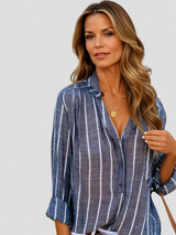 Lena – Striped Button Up Blouse