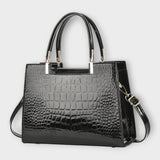 Lora. - Glossy Crocodile Pattern Handbag